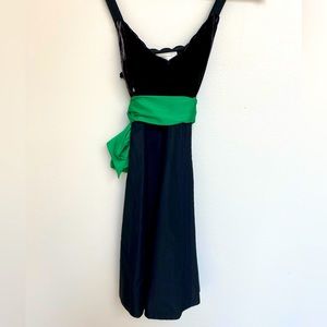 Anthropologie Moulinette Soeurs Black Dress w/ Green silk sash - Size 4P